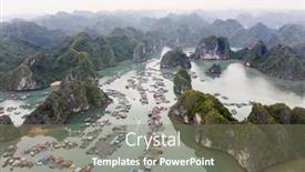  Presentation with world heritage - Presentation design consisting of aerial-view-of-floating-fishing background and a gray colored foreground