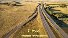  Presentation with freeway - Slides having aerial view of freeway in northern colorado prairie i-25 highway at near natural fort background and a tawny brown colored foreground