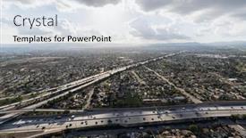  Presentation with los angeles - Presentation theme featuring aerial-view-of-freeways background and a lemonade colored foreground