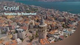 Presentation with istanbul - Slide deck featuring aerial-view-of-galata-tower background and a ocean colored foreground