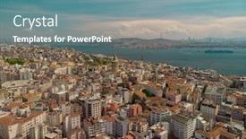  Presentation with tower - Beautiful PPT theme featuring aerial-view-of-galate-tower backdrop and a seafoam green colored foreground