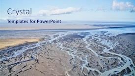  Presentation with glacier - Amazing presentation design having aerial-view-of-glacier-river backdrop and a sky blue colored foreground