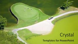  Presentation with golf course - Colorful PPT theme enhanced with aerial view of golf course backdrop and a yellow colored foreground