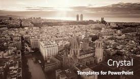  Presentation with gothic - Colorful presentation theme enhanced with aerial-view-of-gothic-quarter backdrop and a tawny brown colored foreground