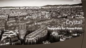  Presentation with gothic - Colorful presentation design enhanced with aerial-view-of-gothic-quarter backdrop and a dark gray colored foreground