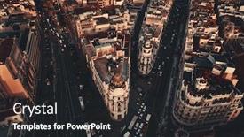  Presentation with aerial - Cool new slide deck with aerial-view-of-gran-via backdrop and a dark gray colored foreground