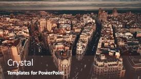  Presentation with aerial - Presentation design featuring aerial-view-of-gran-via background and a tawny brown colored foreground