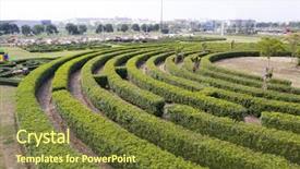  Presentation with maze - Colorful PPT layouts enhanced with aerial view of green maze backdrop and a tawny brown colored foreground