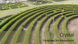 Presentation with green thumb garden - Slides having aerial view of green maze background and a coral colored foreground