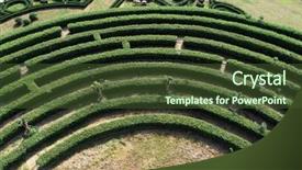  Presentation with green thumb garden - Slide deck consisting of aerial view of green maze background and a tawny brown colored foreground