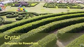  Presentation with green thumb garden - PPT layouts with aerial view of green maze background and a tawny brown colored foreground