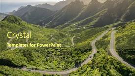 Presentation with mountain view - Presentation theme with aerial-view-of-green-volcanic background and a tawny brown colored foreground