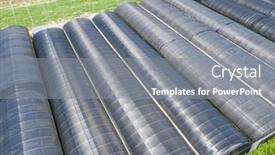  Presentation with greenhouse - Slide set featuring aerial-view-of-greenhouse background and a gray colored foreground