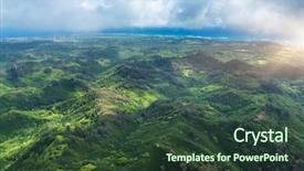  Presentation with helicopter - Beautiful slide deck featuring aerial view of hawii from a helicopter backdrop and a tawny brown colored foreground