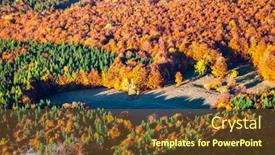  Presentation with green planet - Slide set enhanced with aerial view of heart shaped autumn forest and green firs - save our planet against global warming background and a tawny brown colored foreground