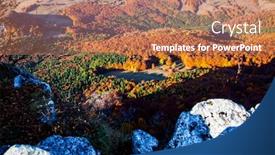  Presentation with green planet - Amazing slide set having aerial view of heart shaped autumn forest and green firs - save our planet against global warming backdrop and a coral colored foreground