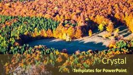  Presentation with green planet - Amazing presentation theme having aerial view of heart shaped autumn forest and green firs - save our planet against global warming backdrop and a tawny brown colored foreground