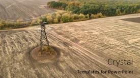  Presentation with power transmission - Beautiful PPT layouts featuring aerial-view-of-high-voltage backdrop and a coral colored foreground