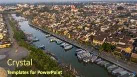  Presentation with ancient - Audience pleasing PPT theme consisting of aerial-view-of-hoi backdrop and a tawny brown colored foreground