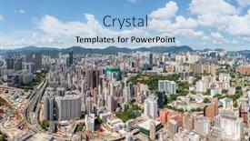  Presentation with hong kong - Slide set having aerial-view-of-hong-kong background and a light blue colored foreground