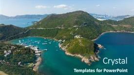 Presentation with hong kong - Theme with aerial-view-of-hong-kong background and a ocean colored foreground