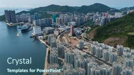  Presentation with hong kong - Theme with aerial-view-of-hong-kong background and a ocean colored foreground