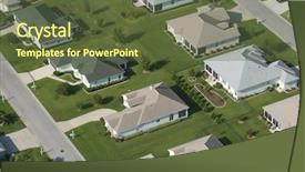  Presentation with community - Audience pleasing presentation consisting of aerial view of houses backdrop and a tawny brown colored foreground