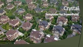  Presentation with neighborhood - Slide deck consisting of aerial view of houses background and a dark gray colored foreground
