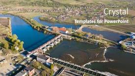  Presentation with hydro electric - Colorful slide deck enhanced with aerial-view-of-hydro-electric backdrop and a coral colored foreground