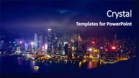  Presentation with view of hong kong - Presentation consisting of aerial view of illuminated hong background and a navy blue colored foreground
