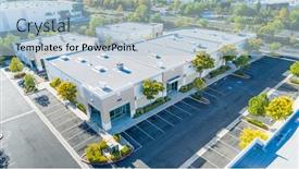  Presentation with office buildings - Presentation theme with aerial-view-of-industrial-commerce background and a light blue colored foreground