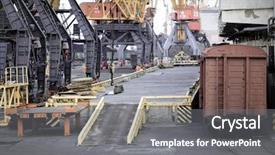  Presentation with container port - Cool new theme with aerial view of industrial port backdrop and a gray colored foreground