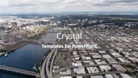  Presentation with buildings - Beautiful slides featuring aerial-view-of-industrial-streets backdrop and a gray colored foreground