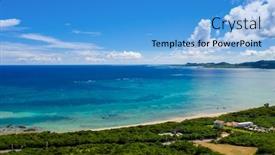  Presentation with island - Colorful PPT layouts enhanced with aerial-view-of-ishigaki-island backdrop and a teal colored foreground