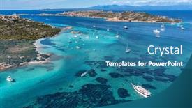  Presentation with tourists - Slide deck with aerial-view-of-islands background and a teal colored foreground