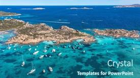  Presentation with tourists - PPT layouts consisting of aerial-view-of-islands background and a ocean colored foreground