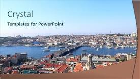  Presentation with istanbul - Presentation design enhanced with aerial-view-of-istanbul-suleymaniye background and a cool aqua colored foreground