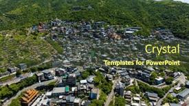  Presentation with taiwan - PPT layouts with aerial-view-of-jiufen background and a tawny brown colored foreground