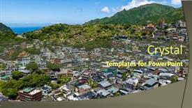  Presentation with taiwan - PPT layouts consisting of aerial-view-of-jiufen background and a tawny brown colored foreground