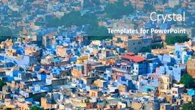  Presentation with city india - Beautiful presentation theme featuring aerial-view-of-jodhpur backdrop and a teal colored foreground