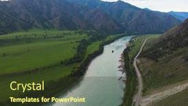  Presentation with river - Presentation design featuring aerial-view-of-katun-river background and a tawny brown colored foreground