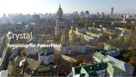  Presentation with autumn - Slide deck enhanced with aerial-view-of-kiev-pechersk background and a gray colored foreground