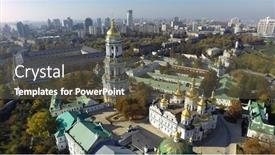  Presentation with autumn - Cool new slide deck with aerial-view-of-kiev-pechersk backdrop and a tawny brown colored foreground