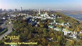  Presentation with autumn - Beautiful theme featuring aerial-view-of-kiev-pechersk backdrop and a tawny brown colored foreground