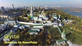  Presentation with autumn - Audience pleasing PPT theme consisting of aerial-view-of-kiev-pechersk backdrop and a tawny brown colored foreground