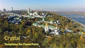  Presentation with autumn - Slides with aerial-view-of-kiev-pechersk background and a tawny brown colored foreground