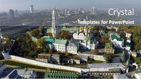 Presentation with autumn - Theme with aerial-view-of-kiev-pechersk background and a gray colored foreground