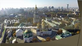  Presentation with autumn - Audience pleasing theme consisting of aerial-view-of-kiev-pechersk backdrop and a gray colored foreground