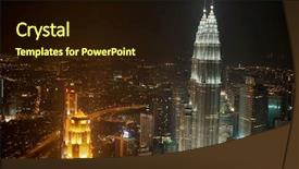  Presentation with kuala lumpur malaysia skyline - Slide set with aerial view of kuala lumpur background and a wine colored foreground