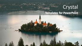  Presentation with mountain lake - Slide set featuring aerial-view-of-lake-bled and a dark gray colored foreground